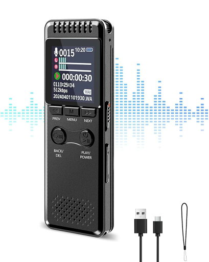 【64GB & 90時間連続録音】ボイスレコーダー 小型 ICレコーダー 64GB大容量 長時間録音 ワンタッチ録音 90時間連続使用 1.42インチ カラー液晶画面 ノイズキャンセリング VOR音声起動 パスワード保護 タイマー録音 変速再生 リピート再生 スピーカー内蔵 本体再生 MP3 【64GB & 90時間連続録音】ボイスレコーダー 小型 ICレコーダー 64GB大容量 長時間録音 ワンタッチ録音 90時間連続使用 1.42インチ カラー液晶画面 ノイズキャンセリング VOR音声起動 パスワード保護 タイマー録音 変速再生 リピート再生 スピーカー内蔵 本体再生 MP3