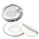 パウダーケース シルバー5g超薄型鏡付き 旅行用 詰替え容器 メッシュ付き パフ付き コスメ用BBクリームファンデーションケース 携帯便利 厚さ1.5cm