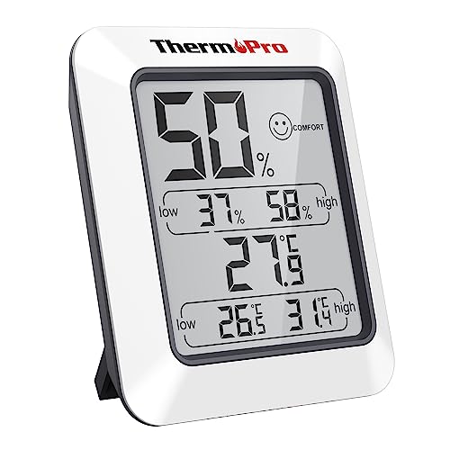ThermoProサーモプロ 湿度計 デジタル温湿度計 室内温度計湿度計 顔マーク おしゃれ 最高最低温湿度表示 高精度 おしゃれ コンパクト