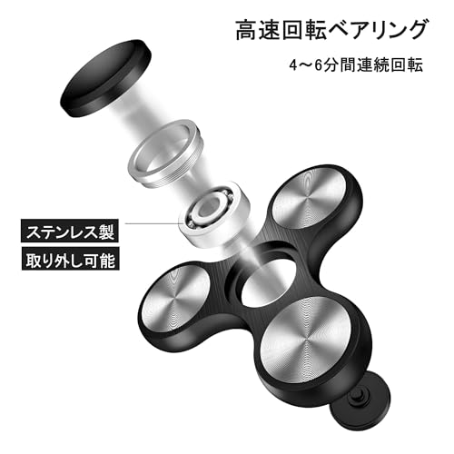 ハンドスピナー ストレス解消 グッズ メタル製 高級 ハンド スピナー よく回る 高速ベアリング 4～7分 長時間回転 フィジェットトイ ストレス発散 暇つぶし ADHD 自閉症 指先スピナー おもちゃ おもしろい fidget spinner 大人 子供ギフト シルバー