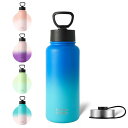 1000ml 水筒 子供 ステンレス ウォーターボトル 直飲み ストロー付き 保温保冷 二重構造 真空断熱 持ち運び ブルー