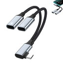 USB Type C 二股 ケーブル タイプC イヤホン 変換 充電しながらイヤホンが使える L字プラグ type-c ポート増設 分岐 充電 2口 type-c 分配器 スプリッター DAC HIFI音質 ナイロン編み iPhone15/MacBookAir/Pro/i-Pad Pro/AndroidなどCタイプデバイスに適用
