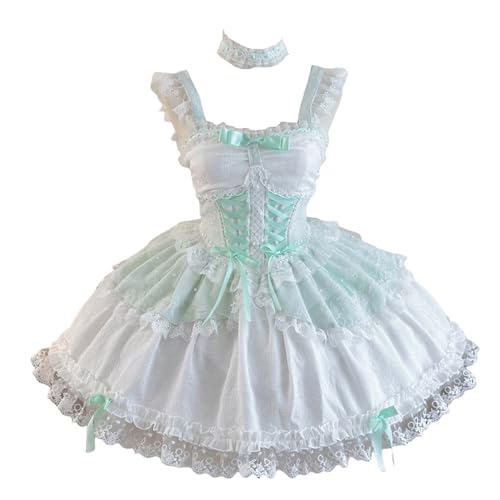 [トクとユウ] ロリータ JSK ワンピース ゴスロリ 森ガール ジャンパースカート レース 編みこみ ネックレス ミニ ゴシック風 お姫様 可愛い リボン レース 森ガール アニメ ハロウィン 学園祭