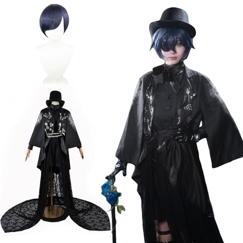 [神併良品] 黒執事 コスプレ ウィッグ付き シエル 悪魔 紅茶カップ 制服 駒鳥 セバス トランシー 藍猫 コスプレ 衣装 大人用 仮装 アニメ衣装 ハロウィン クリスマス イベント Black Butler Cosplay