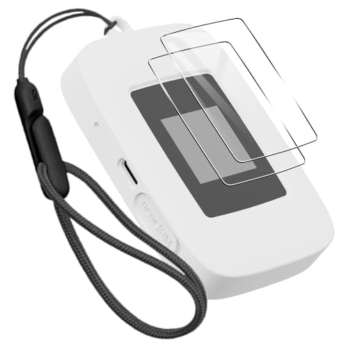 For Rakuten WiFi Pocket Platinum ケース +Rakuten WiFi Pocket Platinum保護フィルム【JIAYJP】Rakuten WiFi Pocket Platinum シリコン ケース カバー軽量 薄型 滑り止め 収納カバー 全面保護 充電便利 Rakuten WiFi Pocket Platinum 保護ケース (白)