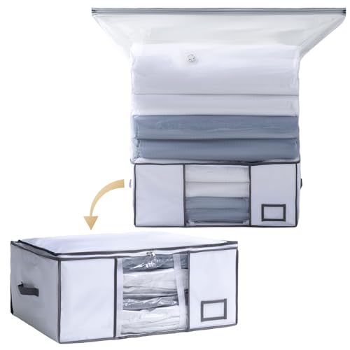 TAILI 圧縮袋 布団収納ボックス 羽毛布団収納ケース 収納袋 衣類圧縮袋 一体型 ふとん 特大サイズ 折り..