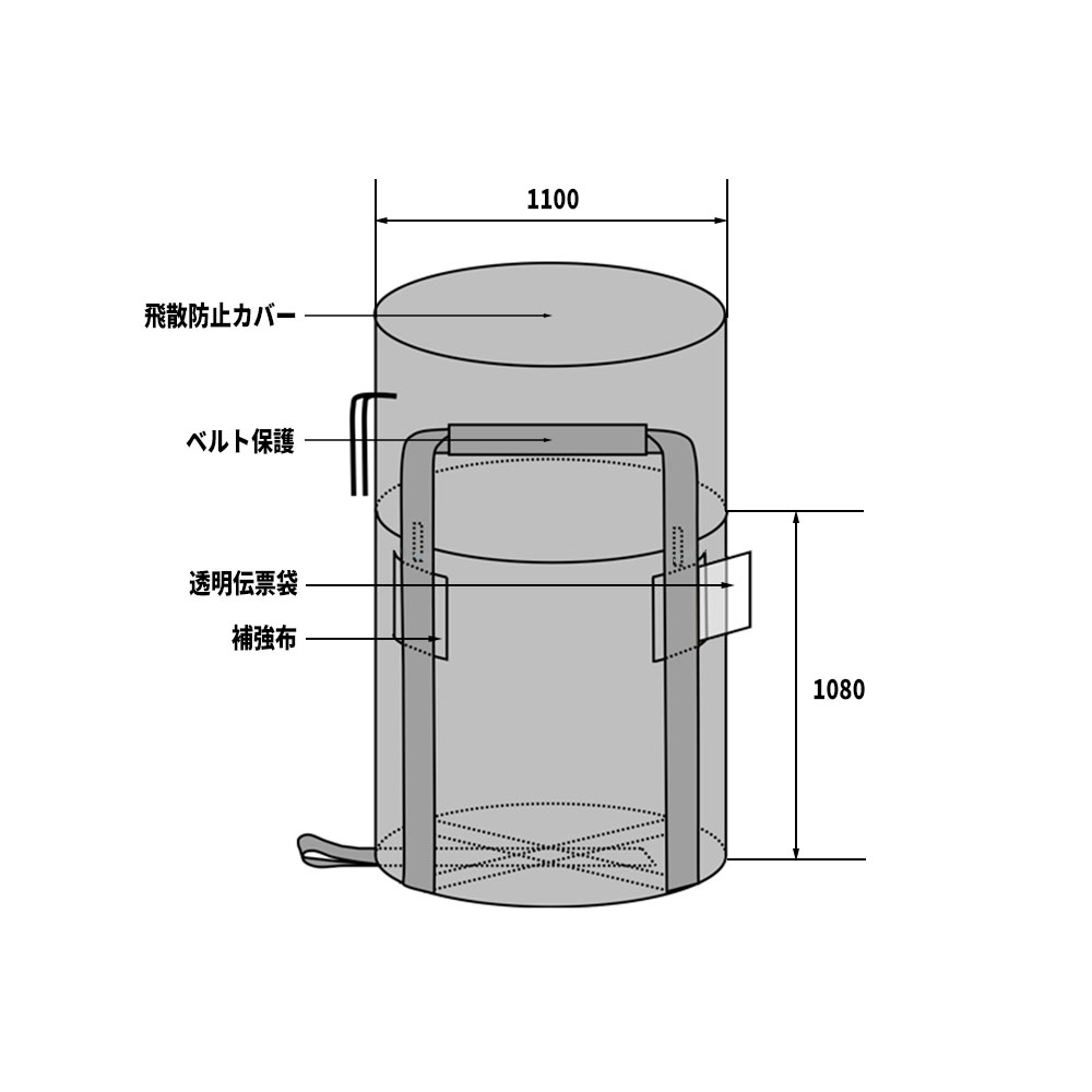 【黒フレコンバック】 フレコンバック 002B-C 丸型 1000L 10枚 / 100枚 1100φx1080...