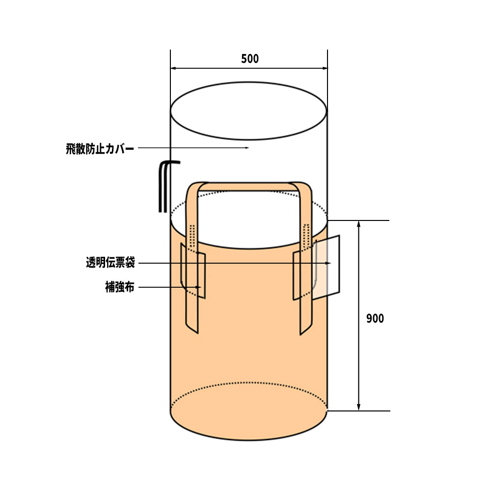 フレコンバック 5090 丸型 10枚 170L / 100枚 500φx900H 上部全開 排出口なし フレ...