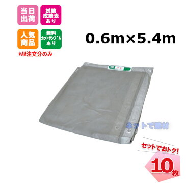 防炎メッシュシート 0.6m×5.4m (450P) 10枚 【セットでお得】 足場資材 ネットシート 建設 建築 工事用 現場用 解体 新築 改修 養生 塗装 目かくし 2類 防炎認定 ハトメあり 飛散防止 防犯 防風 防砂 防雪 防虫 防鳥 獣害 グレー