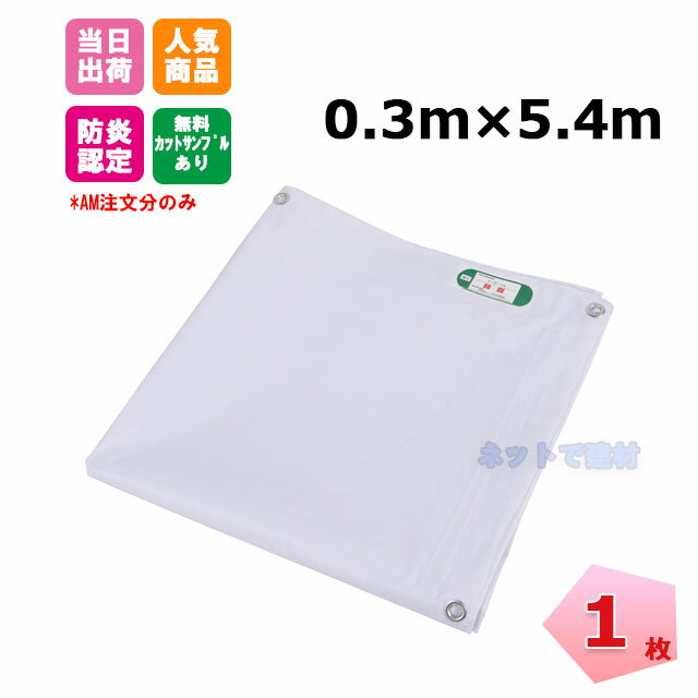 白防炎シート 厚手 0.3m×5.4m (450P) 1枚 ハトメあり 白防炎 建築 建設 工事現場用 KUS 野積みカバー 目隠しシート 業務用 塗装作業 雨水対策 倉庫間仕切り 模擬店 野外作業 輸入品