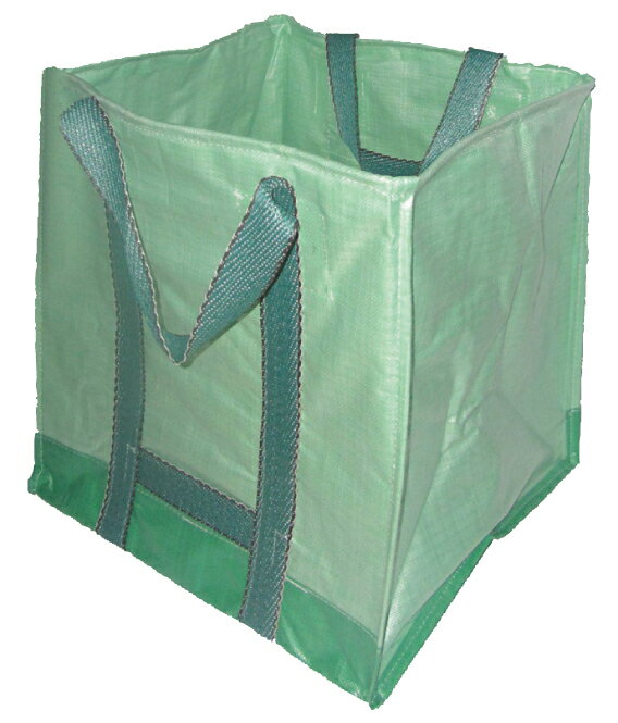 自立収集袋・グリーン 10枚入 防水 廃材入れ 折り畳み可能 ゴミ袋 落葉 回収 掃除 表面ラミネート加工