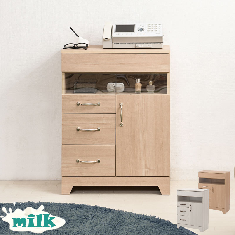 【Milk】ミルクシリーズ　ルーター収納ファックス台　幅60