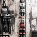 【Jaggym29】ブラックインテリア特集　黒　　突っ張り薄型シューズ幅29cm つっぱり スリムシューズラック 靴箱 ディスプレイラック 靴置き 靴収納 スニーカー 玄関 スリッパ 薄型 下駄箱 省スペース 幅30　すきま ウォールラック ラック おしゃれ