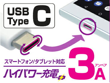 AC���Ŵ凉�ȥ졼��1m 3A�ۥ磻�ȡ�Type-C��(AC005)