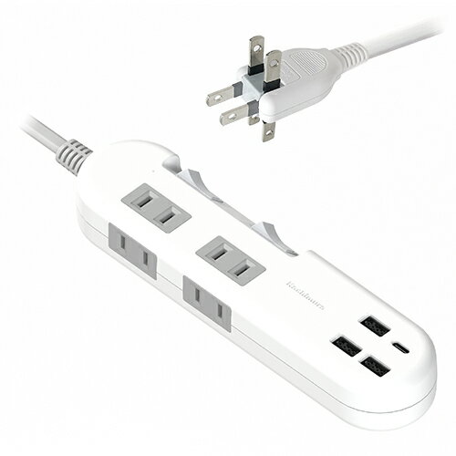 AC電源スイッチ付きタップ(1.2mコード付き) USB-C 1ポート/USB-A 3ポート搭載合計24W/ACコンセント4口合計1400Wまで対応(AC022)