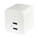 コンパクトAC/USB充電器 USB-C 2ポート出力合計12W ホワイト(AC036)