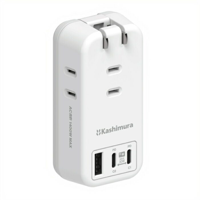 ●3口のACコンセントとUSB PD対応USB Type-C 2ポート+USB-A 1ポート搭載の電源タップ。 ●ACコンセントは3口合計1400Wまで対応。 ●USBポートは3台同時充電可能。iPhone/Android対応。 ※3ポート...