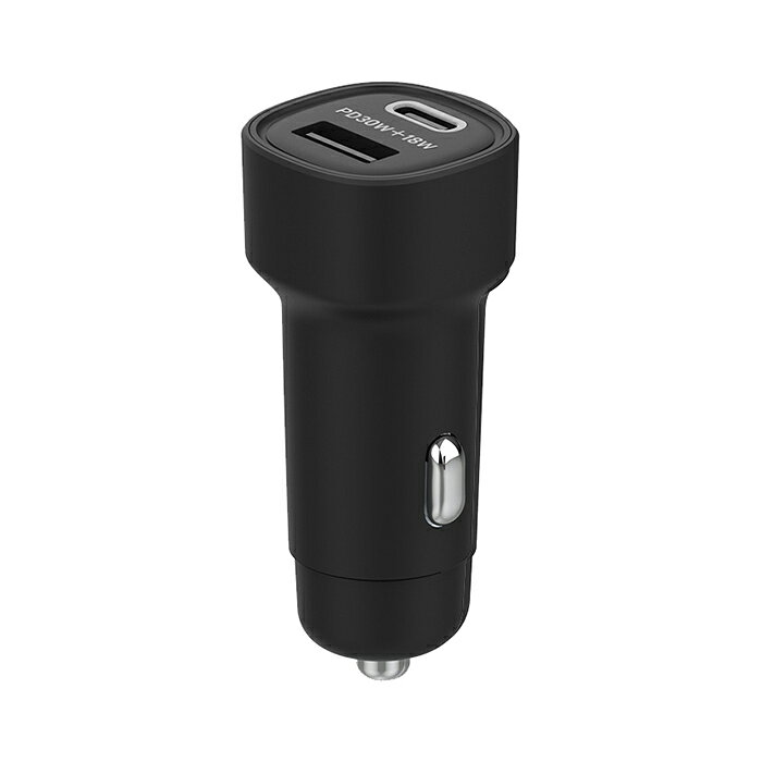 ●車のDCソケットをUSB-AとType-Cの2ポートのUSB電源に変換。 ●コンパクト設計。 ●USB PD(Power Delivery)対応USB Type-Cポート：最大30W 　出力自動切替 5V 3A, 9V 3A, 12V 2.5A ※PD充電はPD対応のケーブルが必要です。 ※USB PD規格に非対応の端末を接続した場合は5V出力になります。 ●クイックチャージ3.0対応USB-Aポート：最大18W 　出力自動切替 5V 3A, 9V 2A, 12V 1.5A 　自動識別IC搭載、端末に合わせて最適に充電。 ●2ポート同時使用時：合計最大48W出力（PD30W+QC18W） 　2台の端末を同時に高速充電できます。 ●通電確認用Type-Cポートに白色LED付き。 ●12V/24V車兼用。 ※USBケーブルは付いておりません。各機器の純正ケーブルをご用意ください。 ※データ通信に対応していないUSBケーブルを使用した場合、自動識別できません。 入力電圧 DC12V/24V　マイナスアース車 出力電圧/電流 USB-A：最大QC3.0対応18W (5V 3A, 9V 2A, 12V 1.5A) USB-C：最大PD対応30W (5V 3A, 9V 3A, 12V 2.5A) 2ポート同時使用時：2ポート合計最大48W（PD30W+QC18W） 使用温度範囲 0～40℃ 本体サイズ/重量 27W×27H×61Dmm / 22g