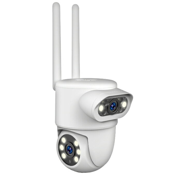 スマートカメラ　2眼/防水/首振/照明(KJ207)