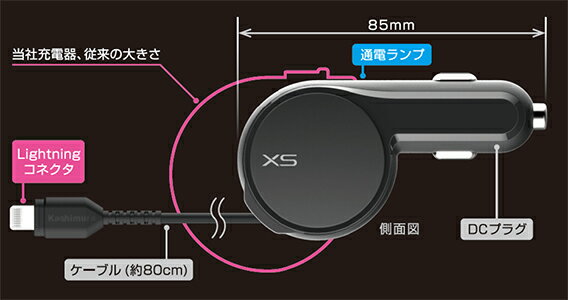 �꡼�뼰DC���Ŵ����2.4A������ѥ��ȥ����ס��֥�å���Lightning��(KL111)