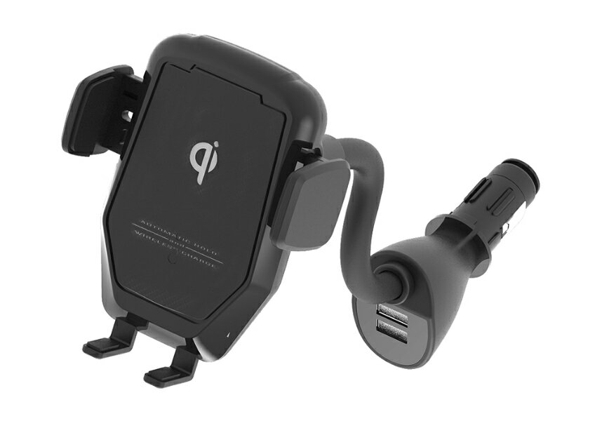 ワイヤレス充電・電動式ホルダー　挿すだけですぐに使えるDCソケット取り付けタイプ(KW31)