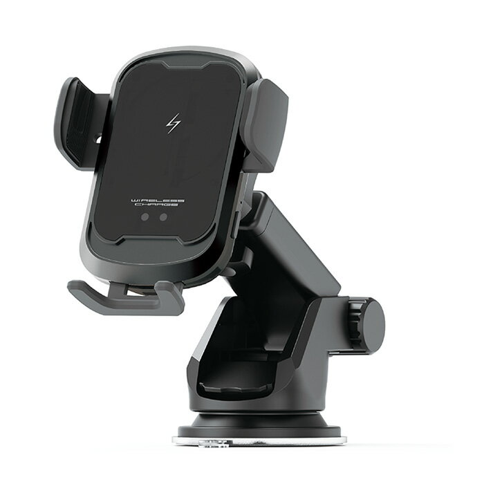 スマホを自動でホールド。ワイヤレス充電＆自動開閉式ホルダー　吸盤取付(KW58)