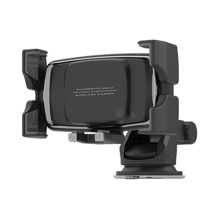 4角のアームでスマホをホールド。スマホの縦置き/横置きをワンタッチで自動回転。ワイヤレス充電＆自動開閉式ホルダー　吸盤式(KW65)
