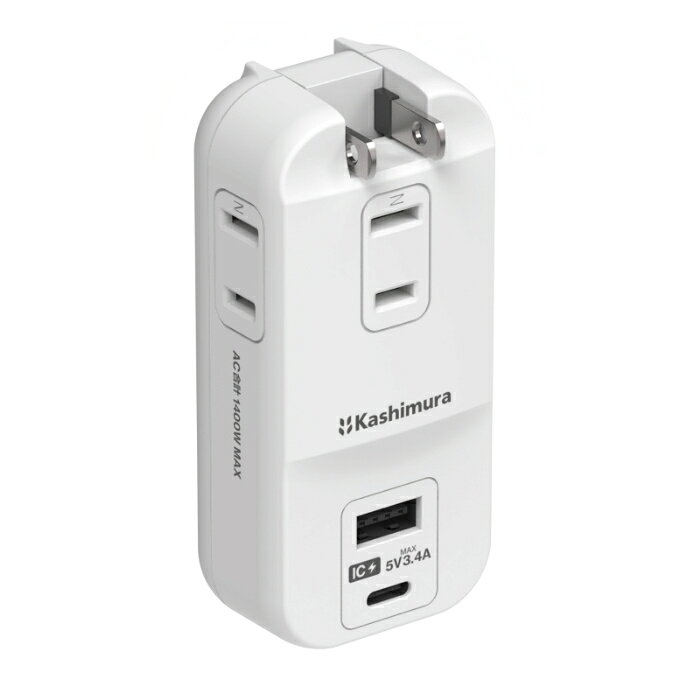 Rakuten - 旅行用電源タップ Type-Cポート/リバーシブルUSB Type-Aポート 2ポート合計17W/ACコンセント3口合計1400Wまで対応(NWM34)
