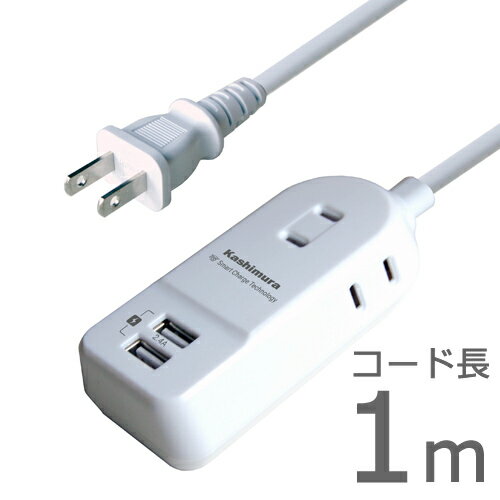 AC充電器タップ 2.4A USB2ポート 3コンセント 1m(NWM16)