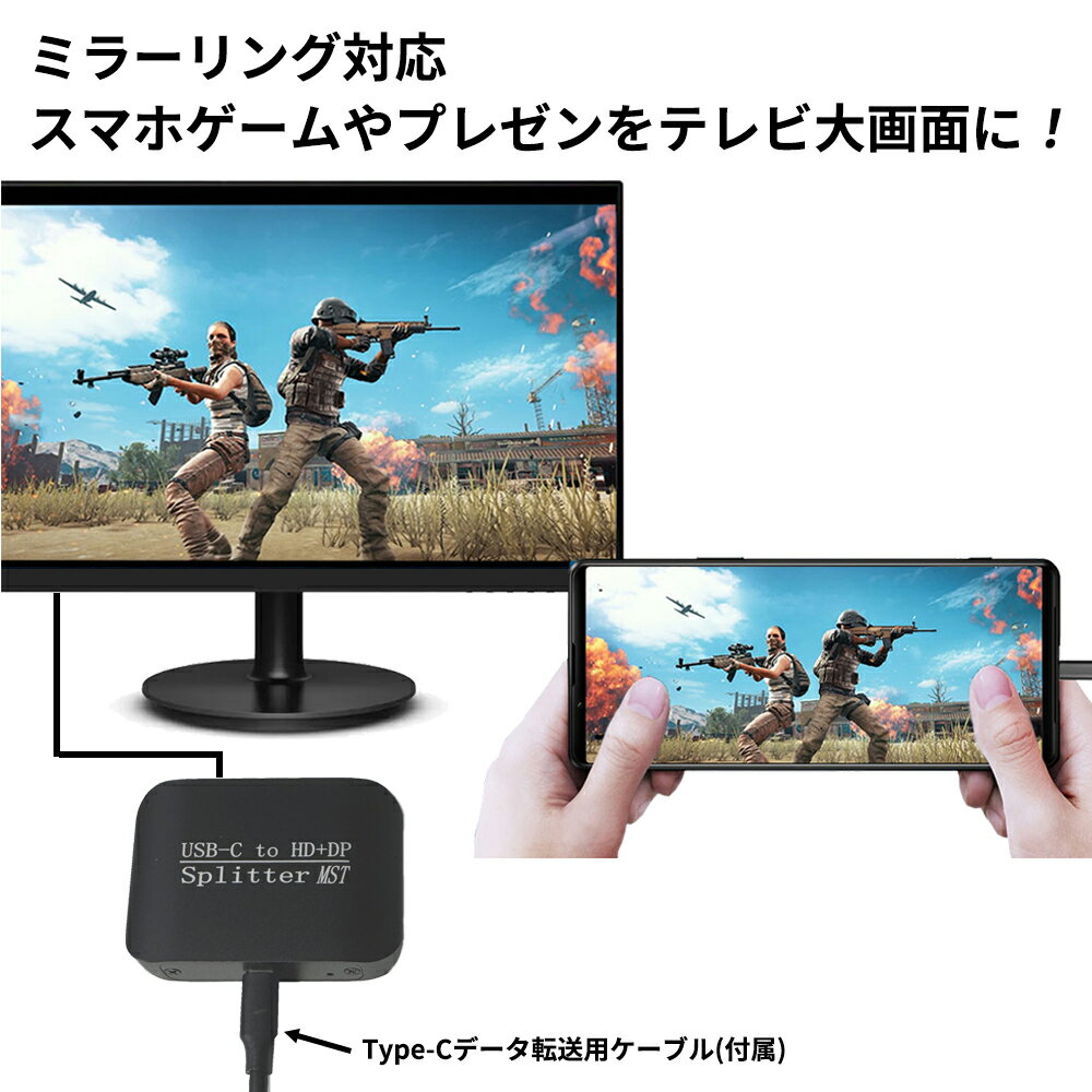 4K�б� USB-C to HDMI��DisplayPort ���ץ�å��� 1����2���� �����꡼�� �ߥ顼��� ̵�ٱ�����쥹 SST/MST�⡼��