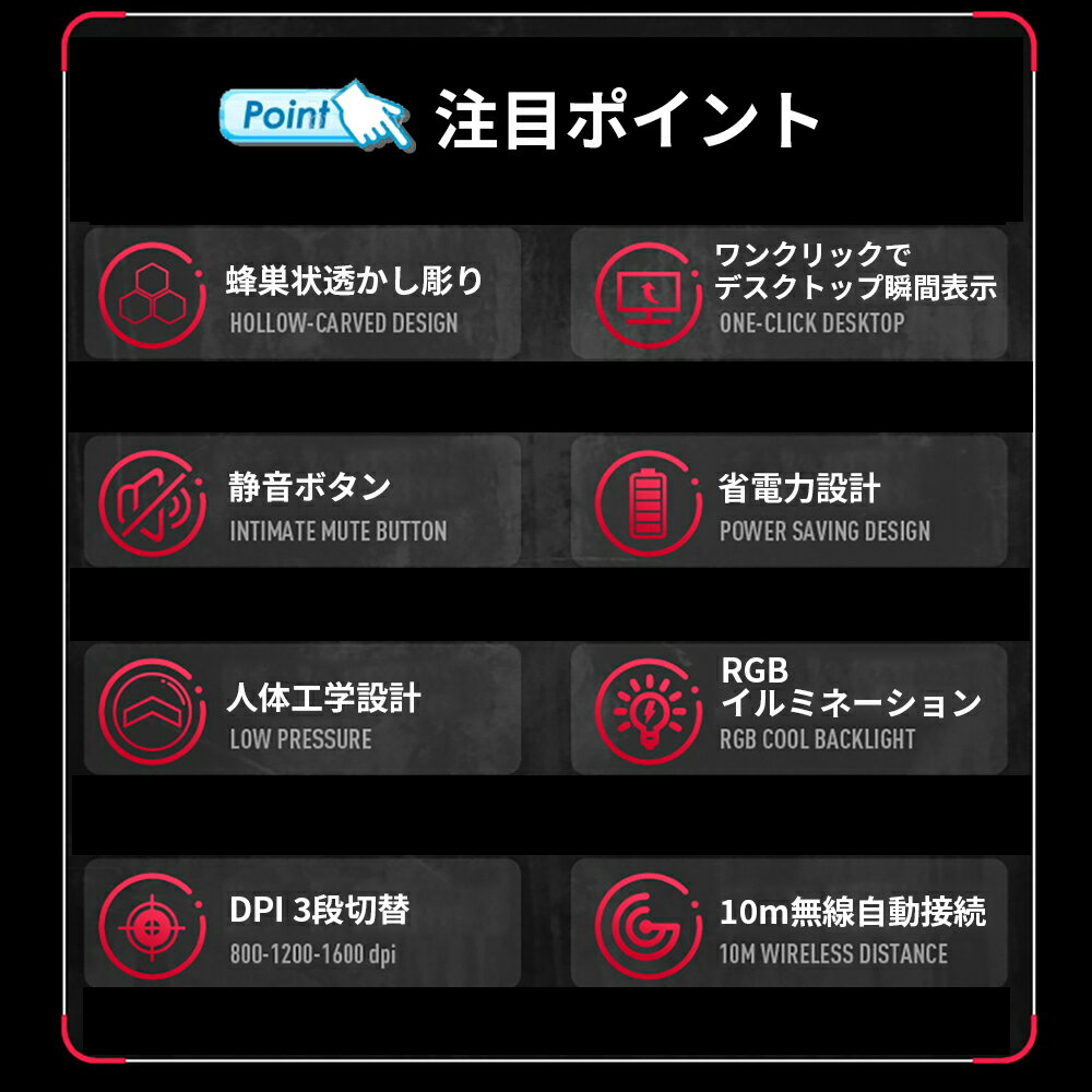ワイヤレス ゲーミングマウス 充電式 ワンクリ...の紹介画像2