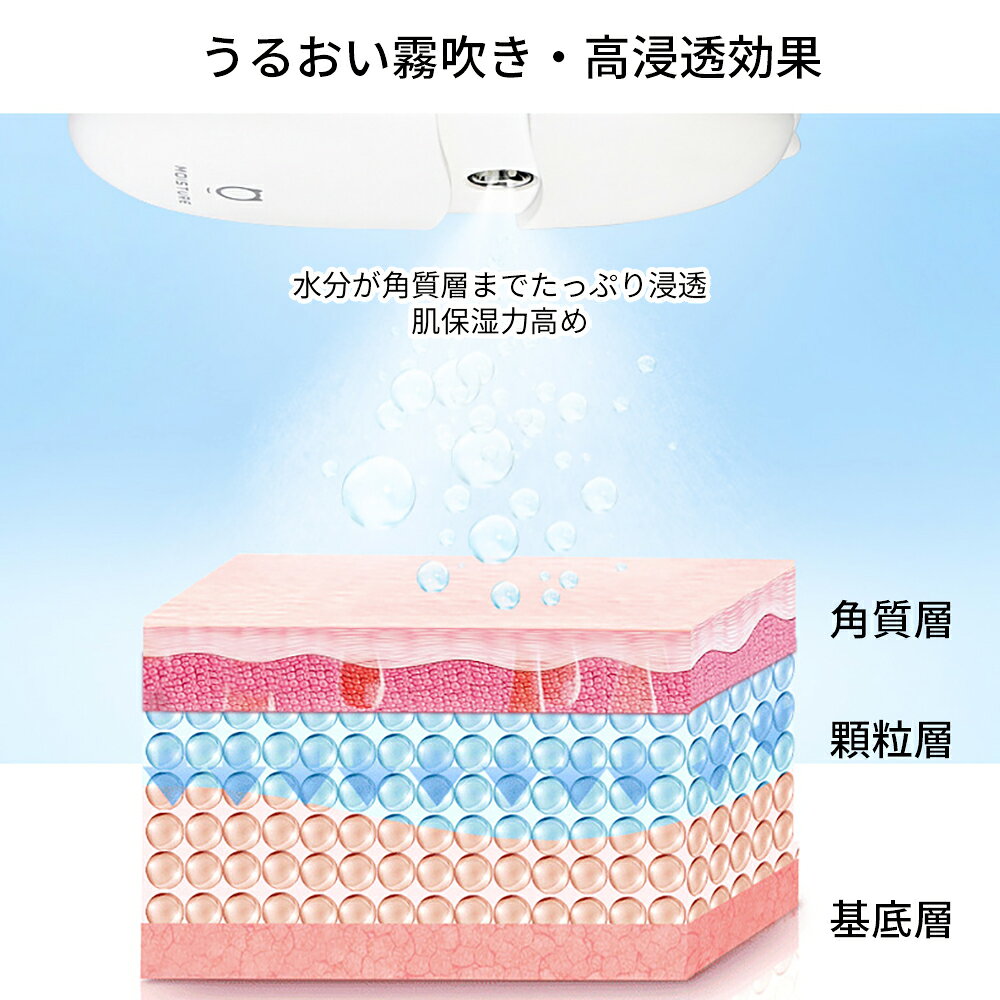 顔用加湿器 補水美容器 美顔器 フェイススチーマー お肌の乾燥対策 美肌キープ スプレー 便利なMicroUSB充電 ポータブル 軽量小型 netkey-10000861 ネットキー サンプル画像3