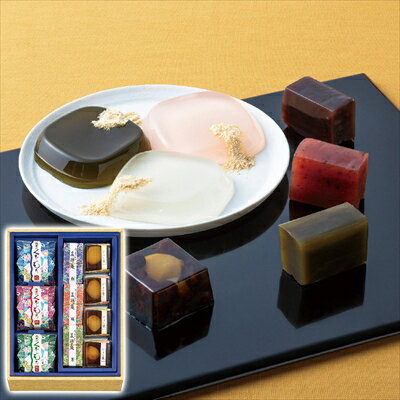 河内駿河屋 花利休 和菓子詰合せ（羊羹（粒・梅・茶）・くずもち（純・桜・抹茶）各1個・のれん栗4個） ＜常温＞（北海道・沖縄・離島は配送不可） ギフト gift 母の日 父の日 敬老の日 御中元 御歳暮 誕生日 プレゼント
