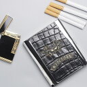 シガレット革ケース S'FACTORYエスファクトリー メタル シガレットケース 20本タイプ ブラック クロコダイル（ワニ革） ロング レザー 革 10本以上収納 鰐 タバコ 喫煙具