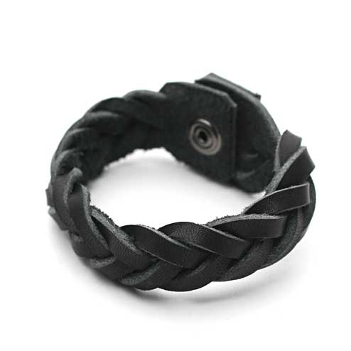 Leather - S'FACTORYエスファクトリー ツイスト編み レザーブレスレット ブラック カウレザー（牛革） メンズ バングル レザー ブレスレット 腕