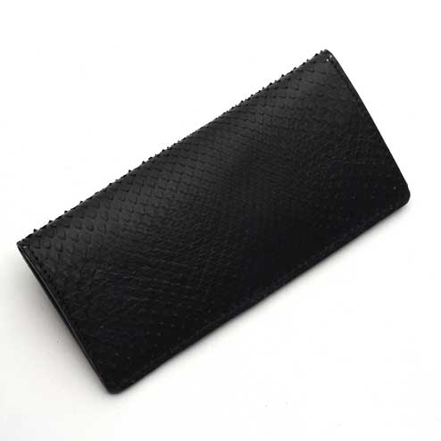S'FACTORYエスファクトリー スマート ロング レザーウォレット ブラックパイソン（ヘビ革） 財布 メンズ 本革 コインケース コンチョ 札入れ