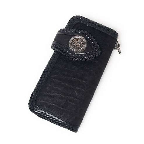 S'FACTORYエスファクトリー バイカーズウォレット05 ブラック エレファント（ゾウ革）財布 本革 ゾウ革..