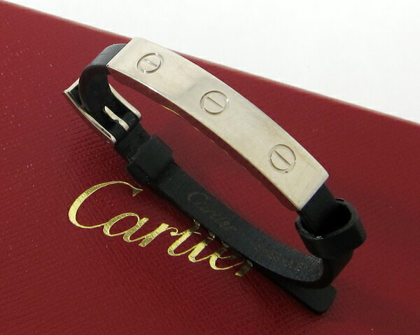 ◇【中古】【Cartier　カルティエ】 ラブブレスレット K18WG×レザー
