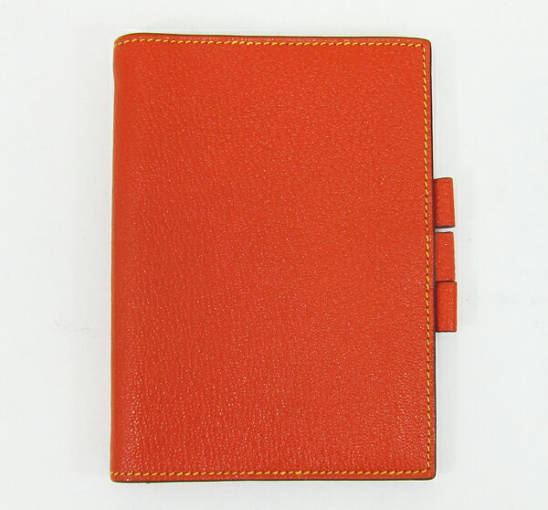 ◇【中古】　美品　【HERMES　エルメス】　アジェンダPM　手帳カバー　オレンジ×イエローのサムネイル