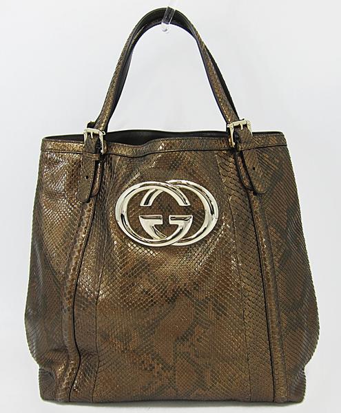 △値下げ！【中古】　新品同様　【GUCCI　グッチ】　パイソン　ダブルGロゴ　トートバッグ　1624 ...