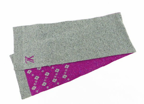 ◇【中古】　美品　【LOUIS VUITTON　ルイ・ヴィトン】　マフラー　マフラー　グレー×パープルのサムネイル