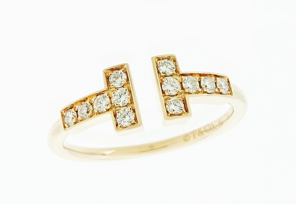 ☆◇【中古】　【TIFFANY＆Co.　ティファニー】　K18PG ダイヤモンド　T　ワイヤーリング　リングのサムネイル