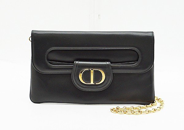 ☆【中古】　美品　【Christian Dior　クリスチャン・ディオール】　DIOR DOUBLE 2WAYチェーンショルダーバッグ　M8641U　ショルダーバッグ　ブラック/ゴールド金具