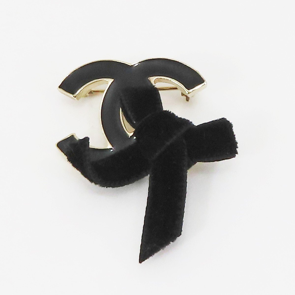 ☆【中古】　【CHANEL　シャネル】　07C　ココマーク　リボンブローチ　ブローチ