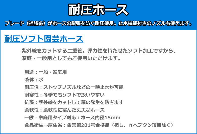 中部ビニール工業 耐圧ソフト園芸ホース （耐圧ホース） 50m巻 （内径15mm×外径20m...