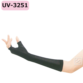 おたふく手袋 UV手袋 アームカバー UV-3251 指なし メッシュ セミロング手袋 （1双）