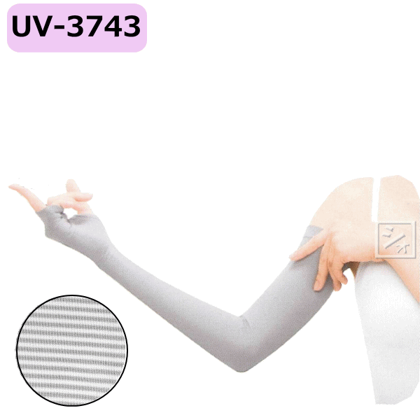 おたふく手袋 UV手袋 アームカバー UV-3743 フィットスタイル 指なし ボーダー柄 ロング手袋 （1双） ..
