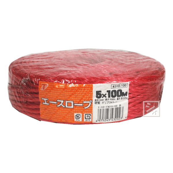 Rakuten - 東海化成 荷造りひも エースロープ 赤 太さ5mm×長さ100m #310-100