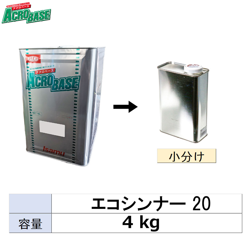 小容量サイズ イサム塗料 004-2892-1 アクロベース エコシンナー 20 小分け販売 4kg 取寄