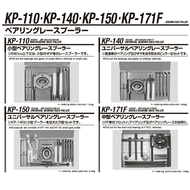 江東産業 KP-140 ユニバーサルベアリングレースプーラー 取寄